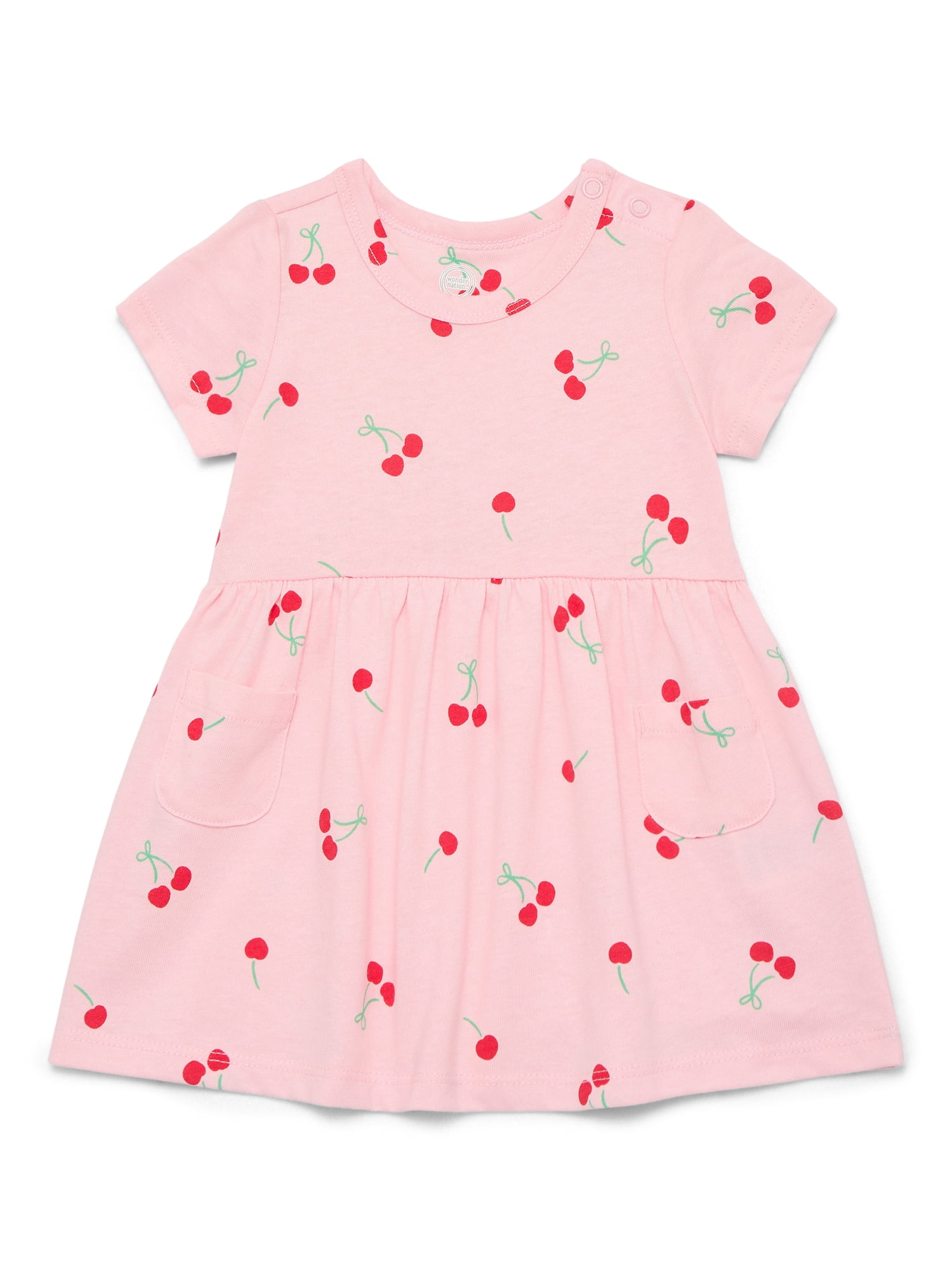 Wonder Nation Baby Girl Short Sleeve Dress, Sizes 0-24 Months