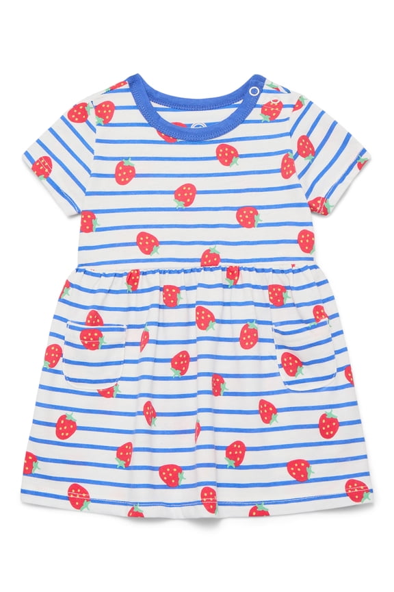 Baby Girls Dress with Short Sleeves, Sizes 0-24 Months