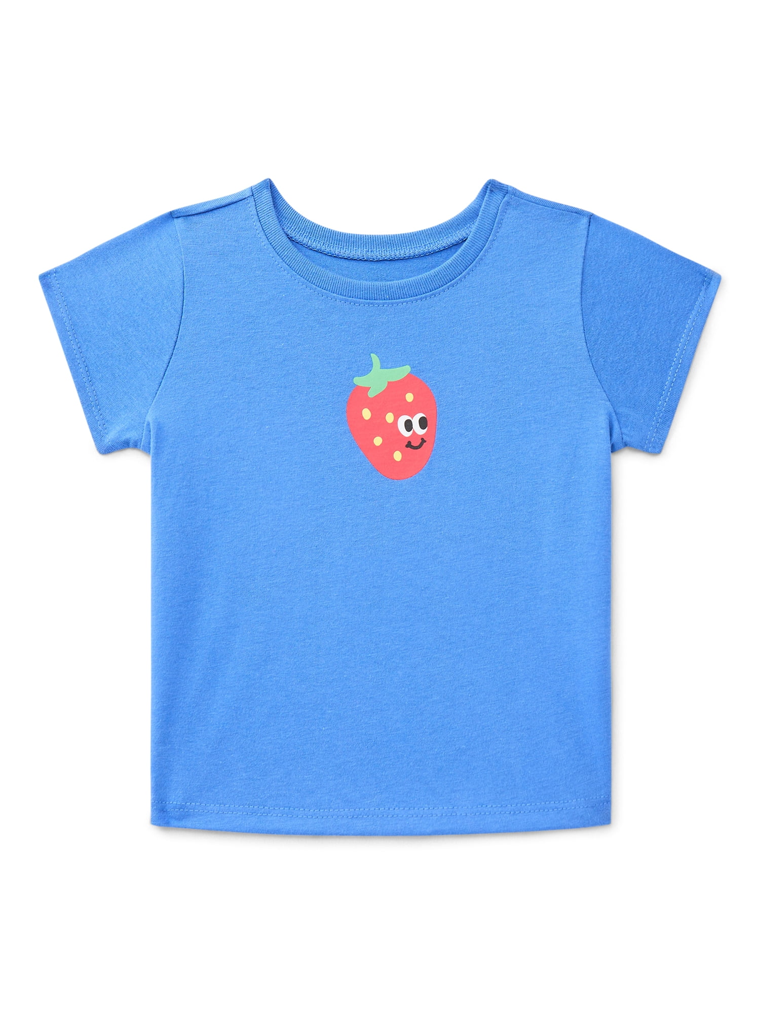 Wonder Nation Baby Girls Crewneck Tee with Short Sleeves, Sizes 0/3M-24M