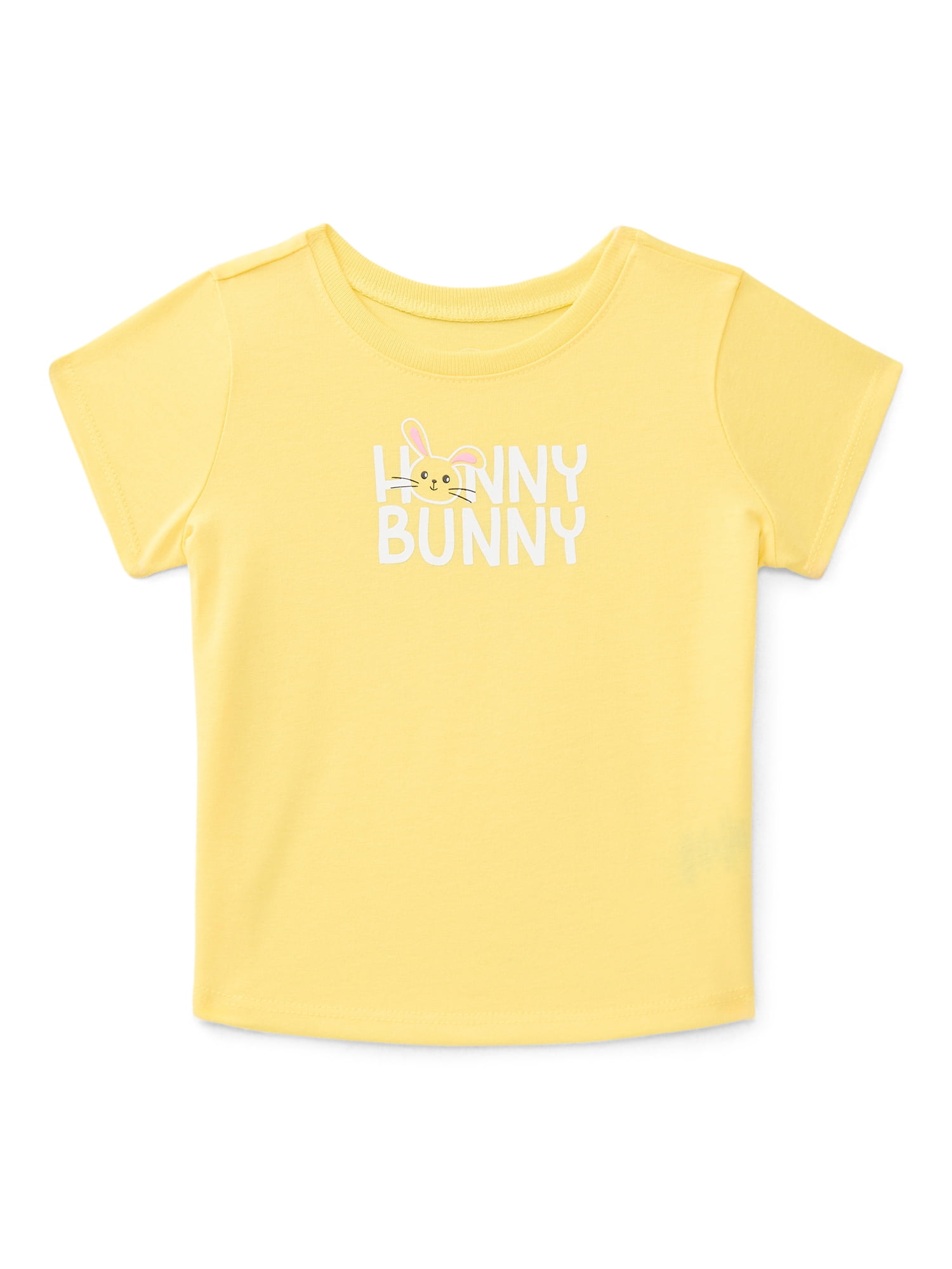 Wonder Nation Baby Girls Crewneck Tee with Short Sleeves, Sizes 0/3M-24M