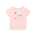 thumbnail image 1 of Wonder Nation Baby Girls Crewneck Tee with Short Sleeves, Sizes 0/3M-24M, 1 of 3