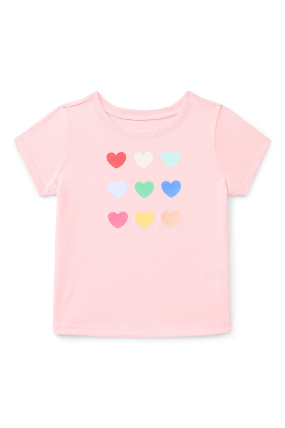 Baby Girls Crewneck Tee with Short Sleeves, Sizes 0/3M-24M