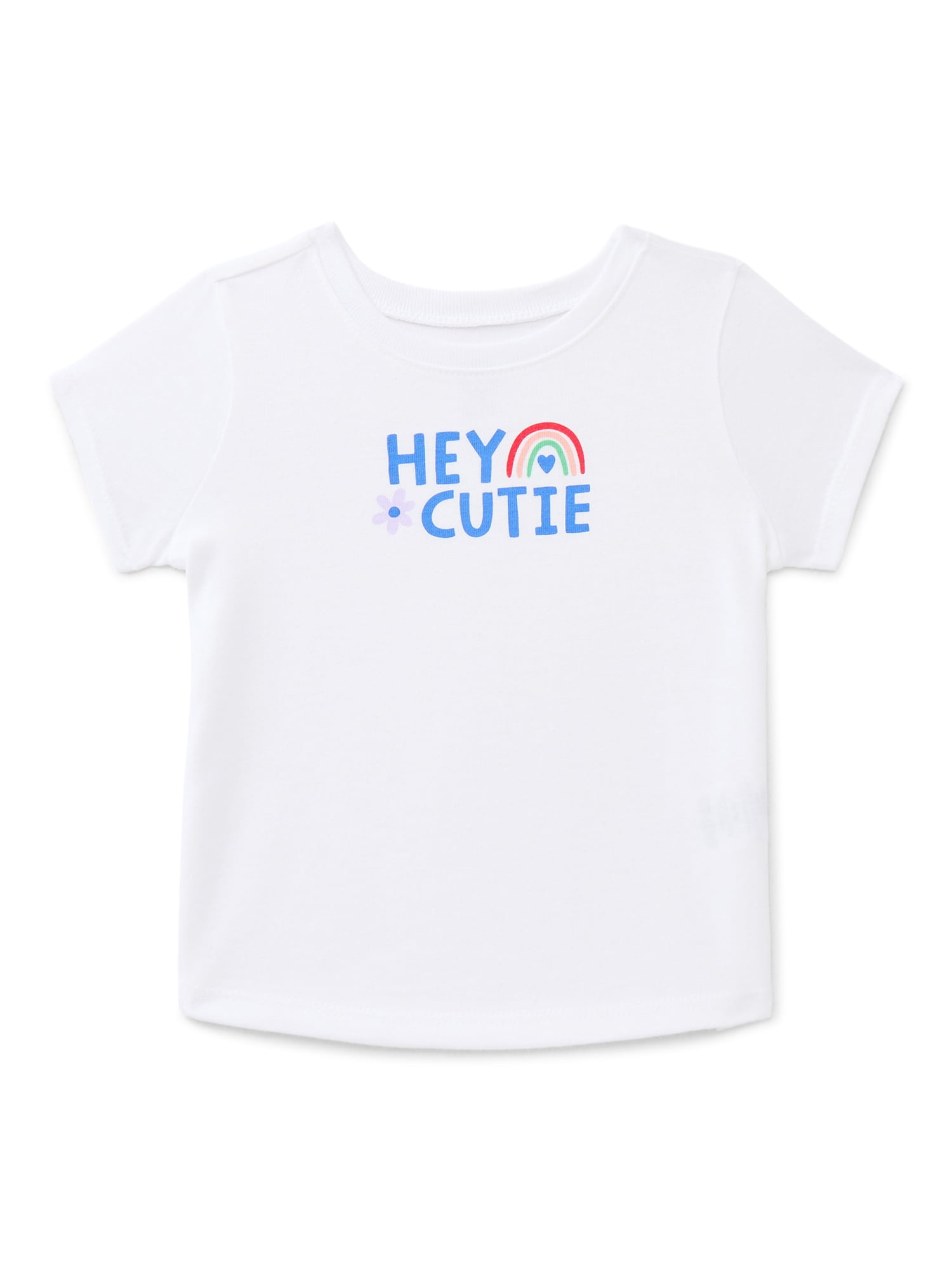 Wonder Nation Baby Girls Crewneck Tee with Short Sleeves, Sizes 0/3M-24M