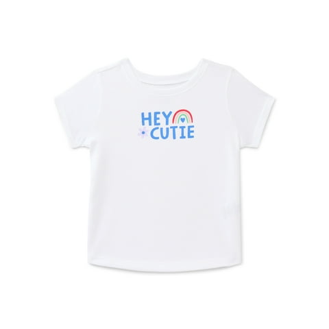 Wonder Nation Baby Girls Crewneck Tee with Short Sleeves, Sizes 0/3M-24M