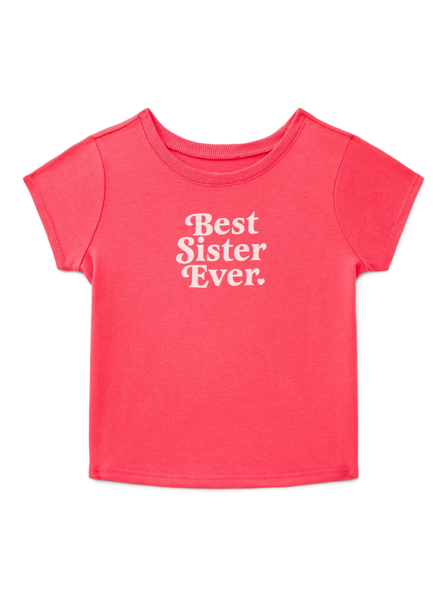 Wonder Nation Baby Girls Crewneck Tee with Short Sleeves, Sizes 0/3M-24M