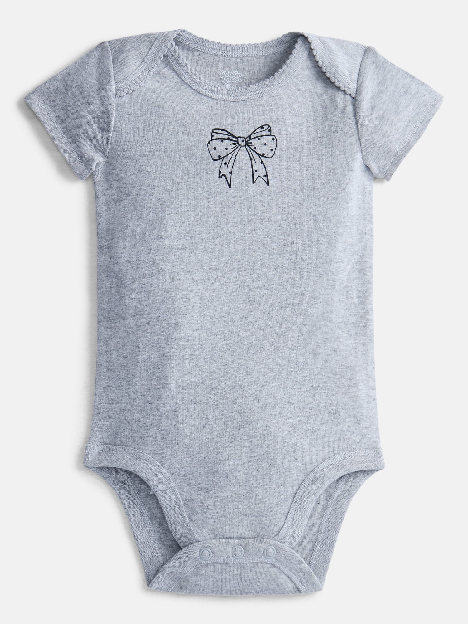 Wonder Nation Baby Girls' Cotton Bodysuit with Short Sleeves, Sizes 0M-24M