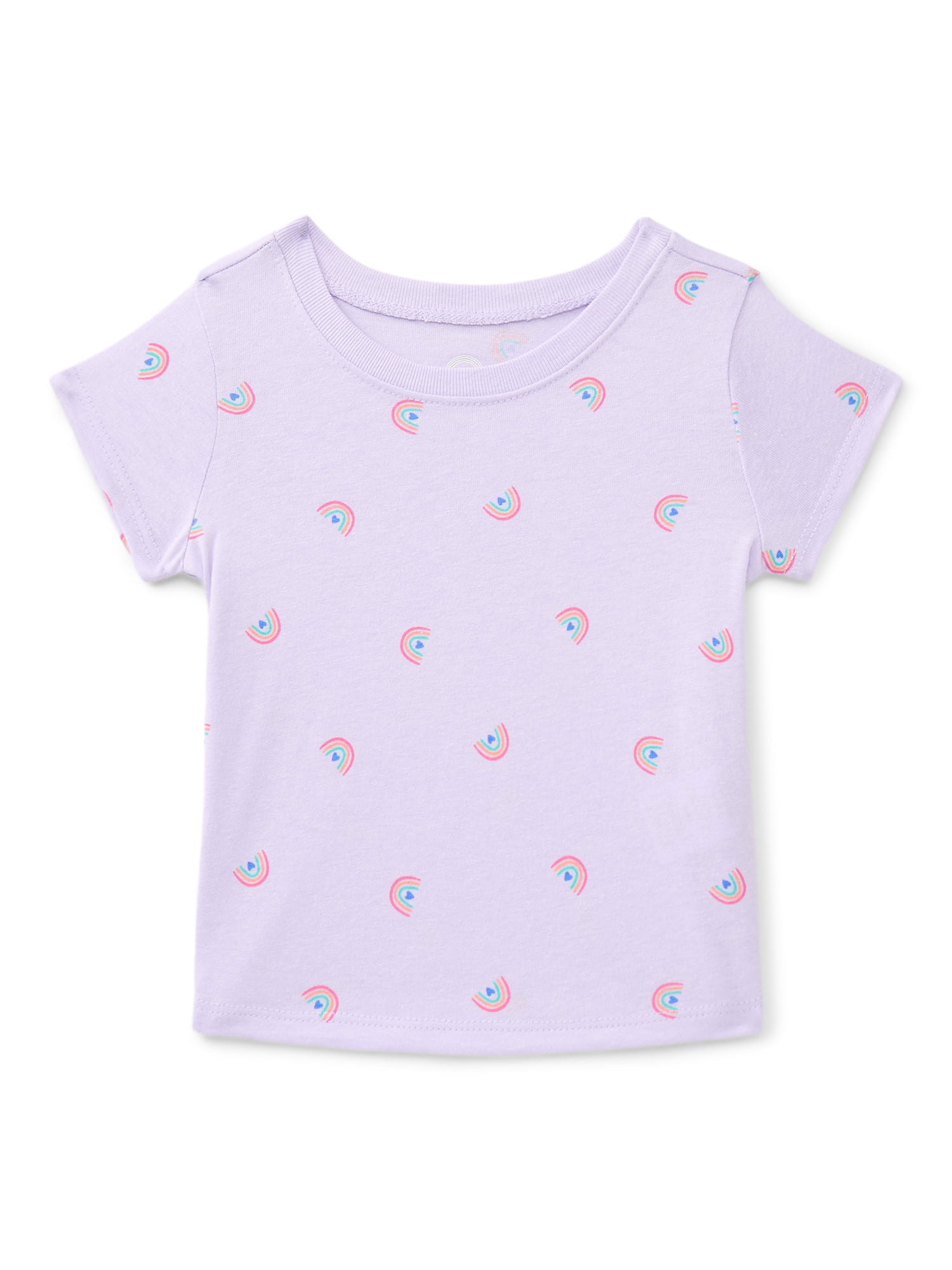 Wonder Nation Baby Girls Crewneck Tee with Short Sleeves, Sizes 0/3M-24M