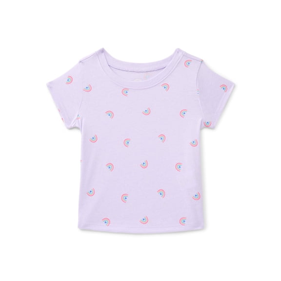 Wonder Nation Baby Girls Crewneck Tee with Short Sleeves, Sizes 0/3M-24M