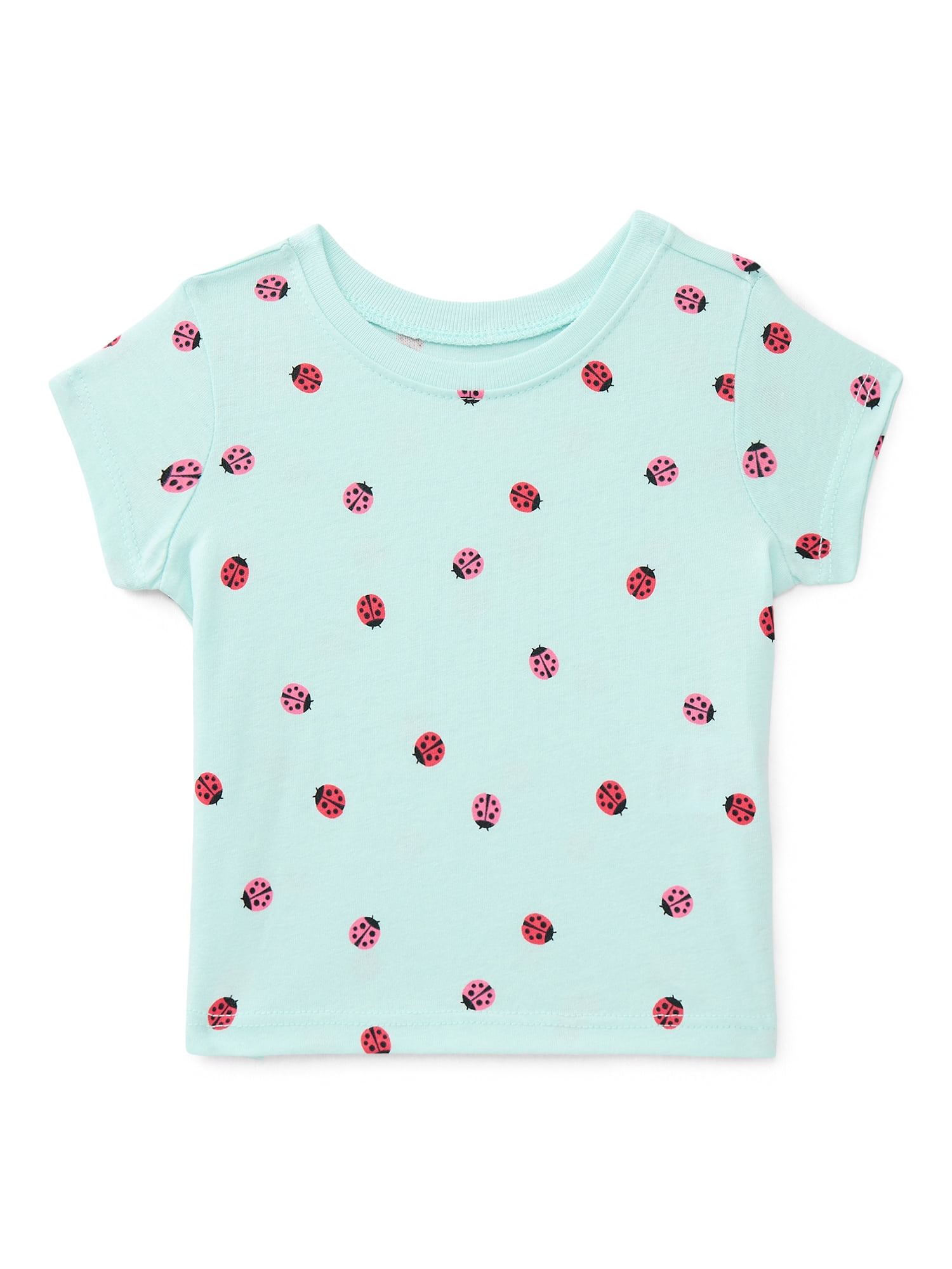Wonder Nation Baby Girls Crewneck Tee with Short Sleeves, Sizes 0/3M-24M