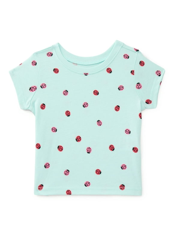 Baby Girls Crewneck Tee with Short Sleeves, Sizes 0/3M-24M
