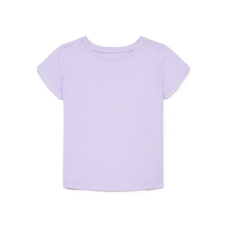 Wonder Nation Baby Girls Crewneck Tee with Short Sleeves, Sizes 0/3M-24M