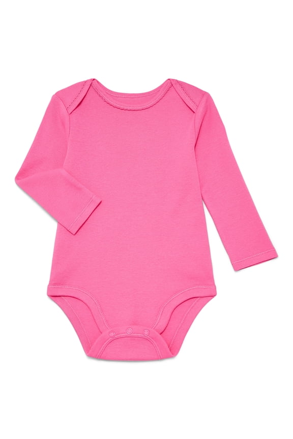 Baby Girls Bodysuit with Long Sleeves, Sizes 0-24 Months