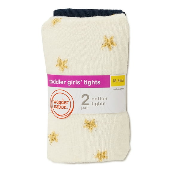 Wonder Nation Baby Girl Star and Ribbed Tights, 2-Pack