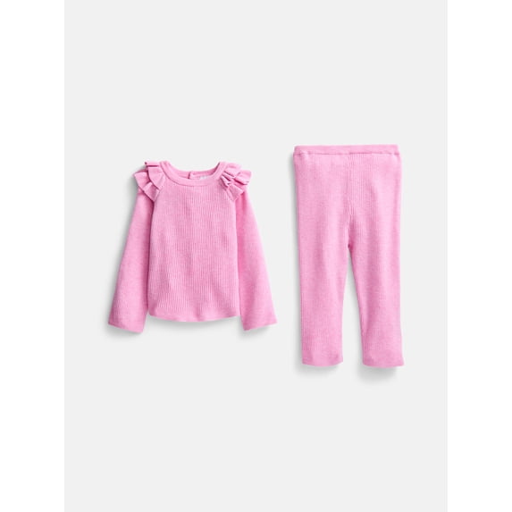 Wonder Nation Baby Girls Sweater Knit Top and Pants Set, 2 Piece, Sizes 0-3M-24M