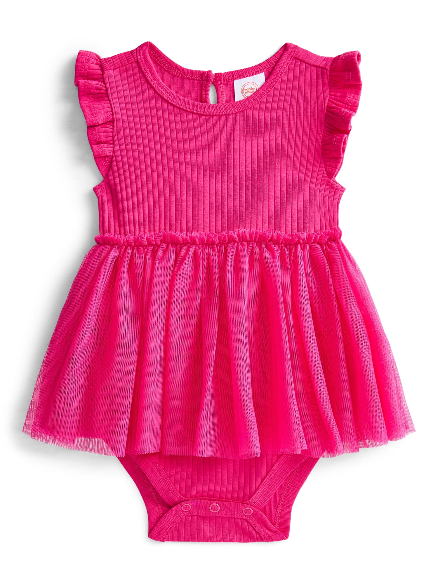 Wonder Nation Baby Girls Tutu Bodysuit Dress, Sizes 0/3M-24M