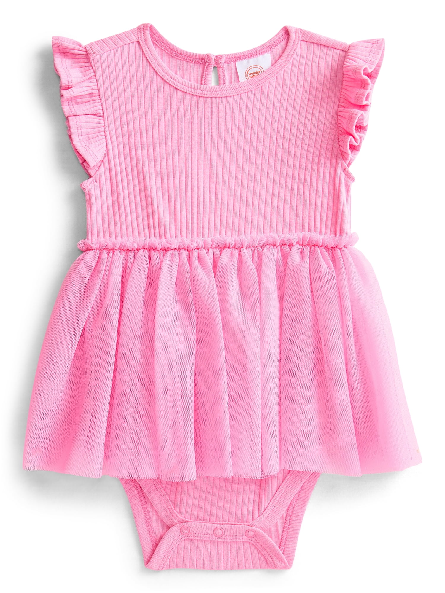 Wonder Nation Baby Girls Tutu Bodysuit Dress, Sizes 0/3M-24M