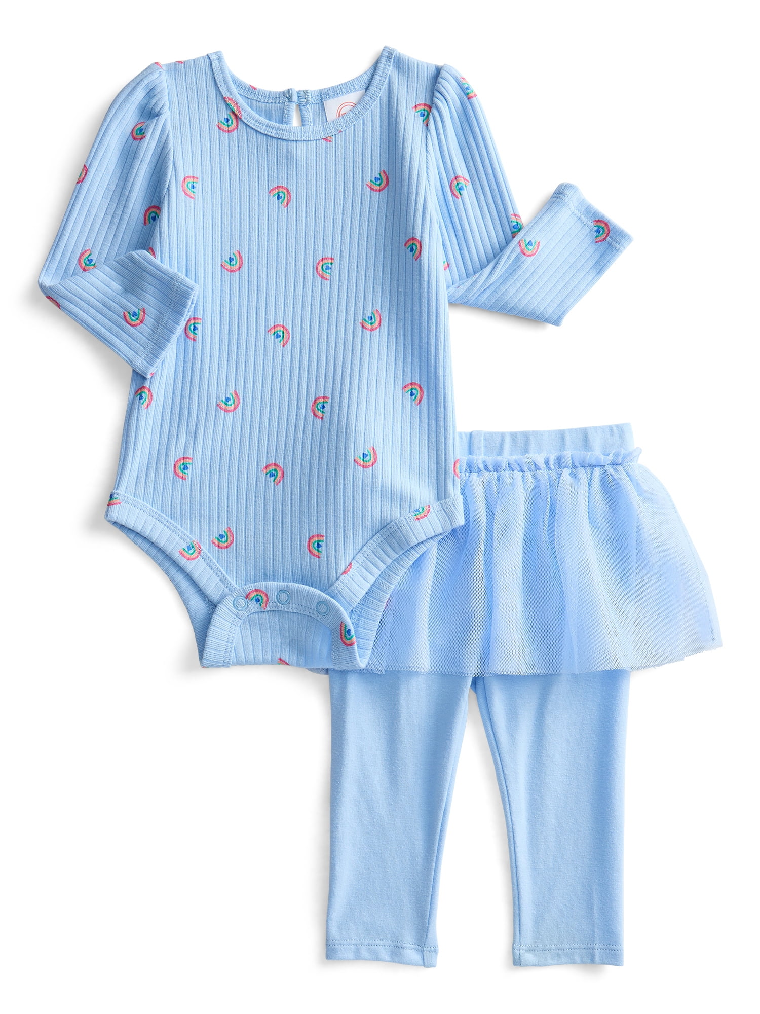Wonder Nation Baby Girls' Bodysuit and Tulle Skeggings Set, 2-Piece, Sizes 0/3M-24M