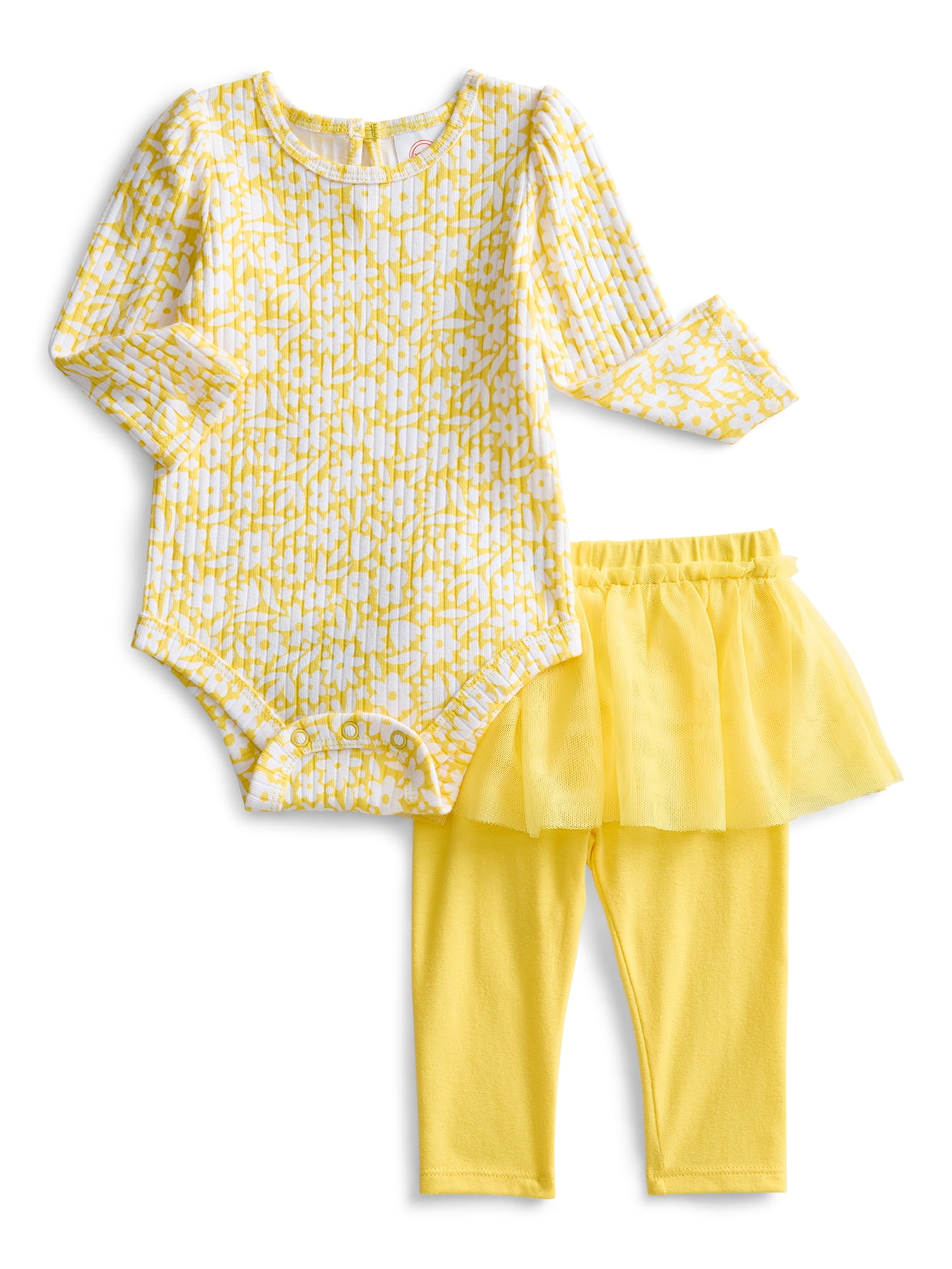 Wonder Nation Baby Girls' Bodysuit and Tulle Skeggings Set, 2-Piece, Sizes 0/3M-24M