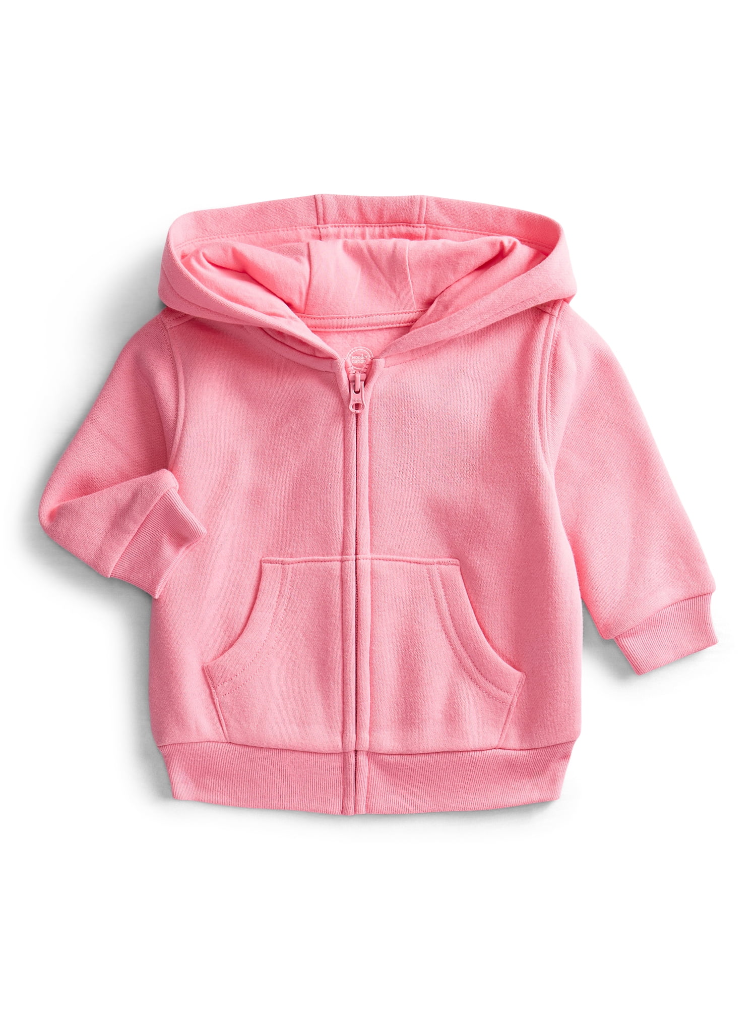 Wonder Nation Baby Girl Fleece Zip Up Hoodie, Sizes 0M-24 Months