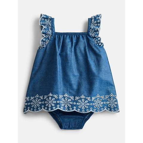 Wonder Nation Baby Girls Eyelet Tank Romper, Sizes 0/3M-24M