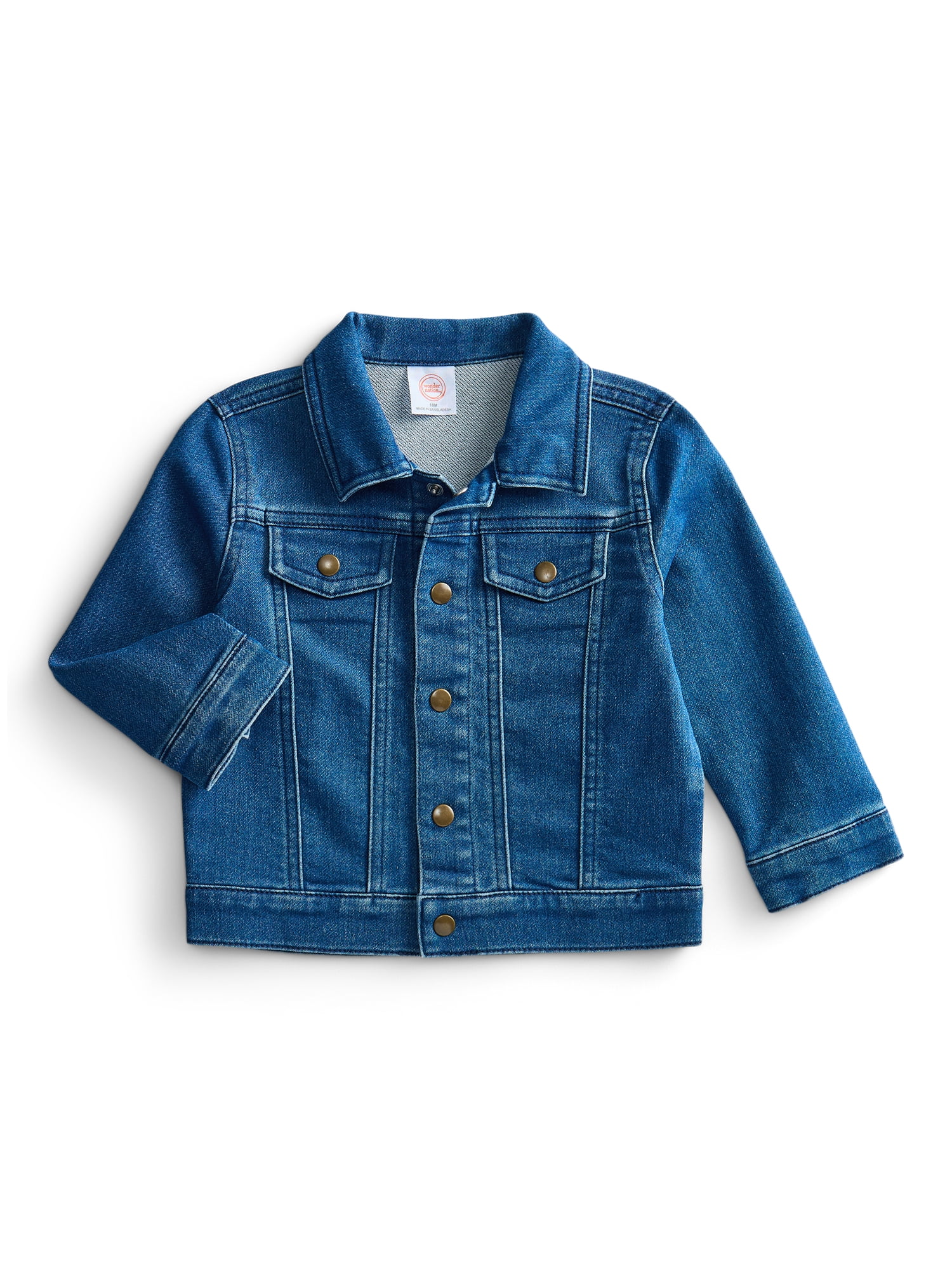 Wonder Nation Baby Girls Denim Jacket with Long Sleeves, Sizes 0/3M-24M