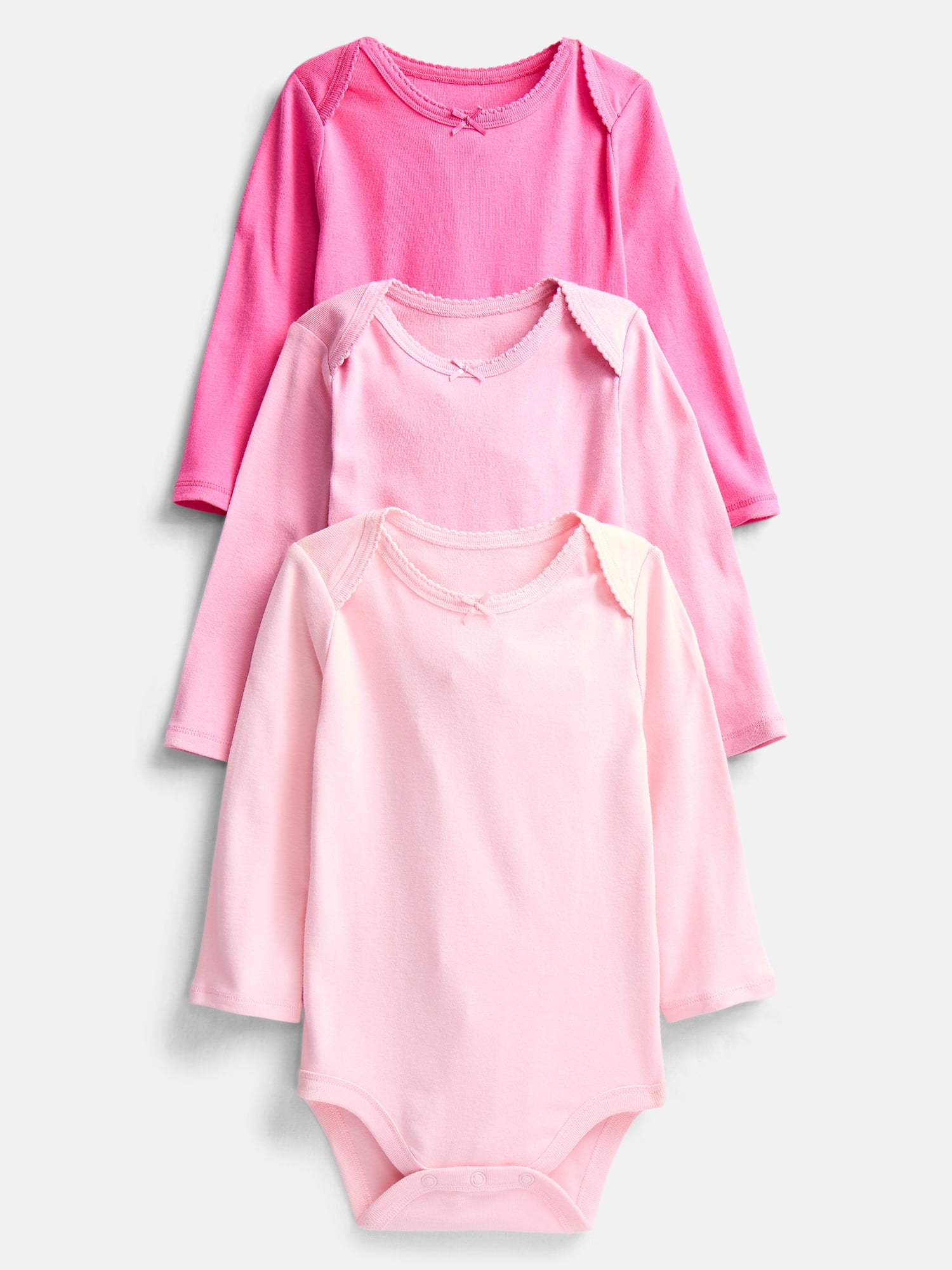 Wonder Nation Baby Girls Long Sleeve Bodysuits, 3-Pack, Sizes 0-24 Months