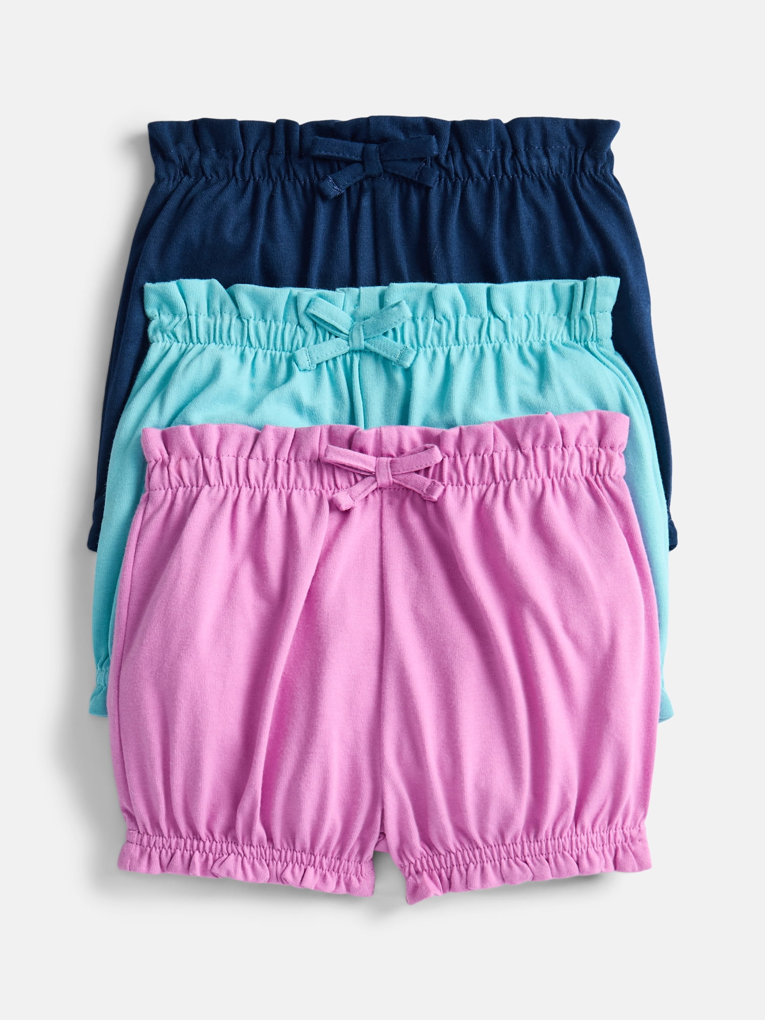 Wonder Nation Baby Girls' Bubble Shorts, 3-Pack, Sizes 0M-24M