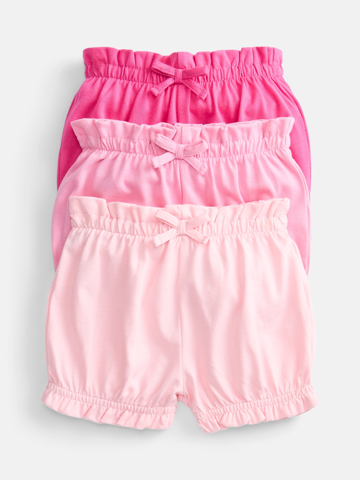 Wonder Nation Baby Girls' Bubble Shorts, 3-Pack, Sizes 0M-24M