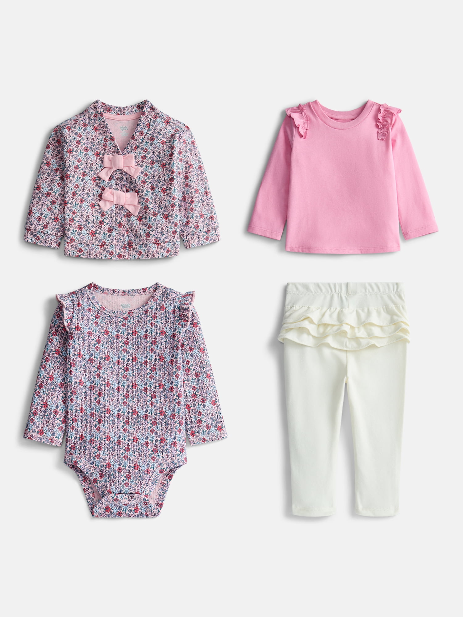 Wonder Nation Baby Girls Mix and Match Outfit Set, 6 Piece, Sizes 0-24 Months