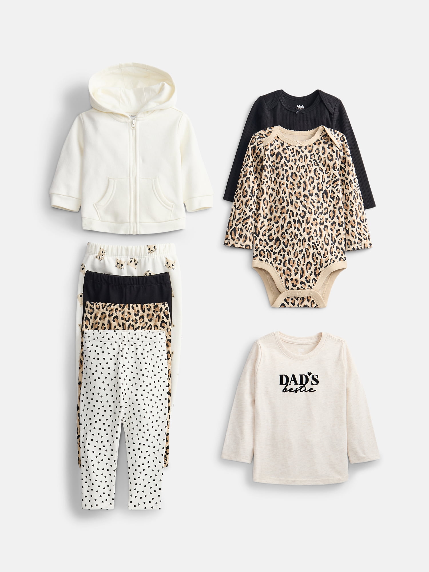 Wonder Nation Baby Girls Mix and Match Outfit Set, 8 Piece, Sizes 0-24Months