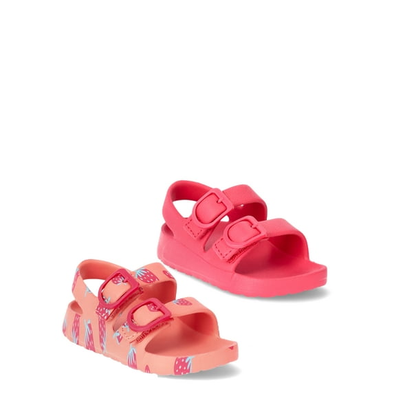 Wonder Nation Baby Girls Buckle Sandals, 2-Pack