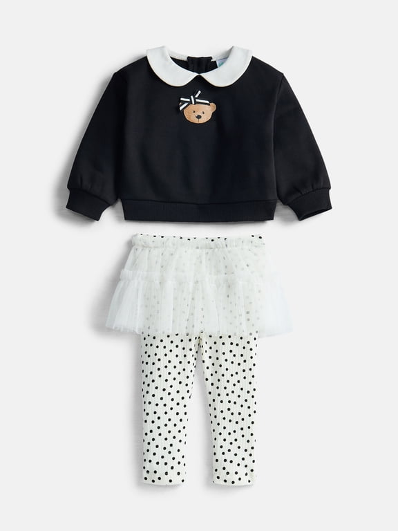 Baby Girls Collar Top and Tutu Leggings Set, 2 Piece, Sizes 0/3M-24M