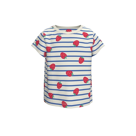 Wonder Nation Baby Girls Crewneck Tee with Short Sleeves, Sizes 0/3M-24M