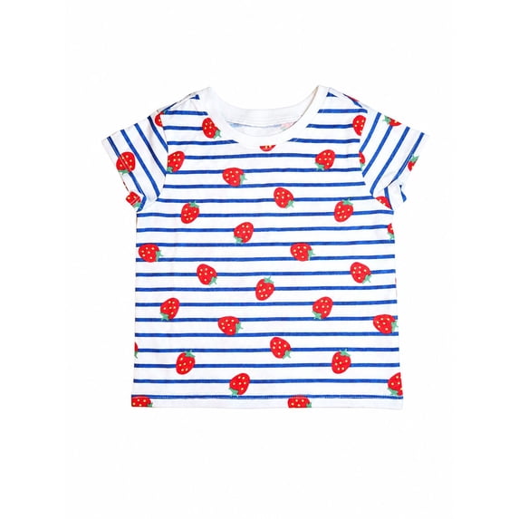Wonder Nation Baby Girls Crewneck Tee with Short Sleeves, Sizes 0/3M-24M