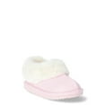 thumbnail image 1 of Wonder Nation Baby Girls Faux Fur Trim Slippers, Sizes 2M-6M, 1 of 5
