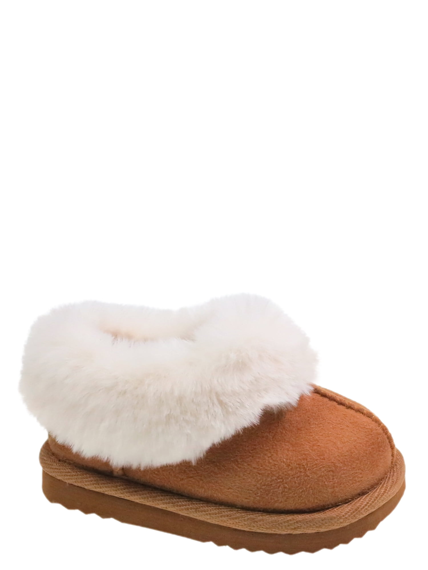 Wonder Nation Baby Girls Faux Fur Trim Slippers