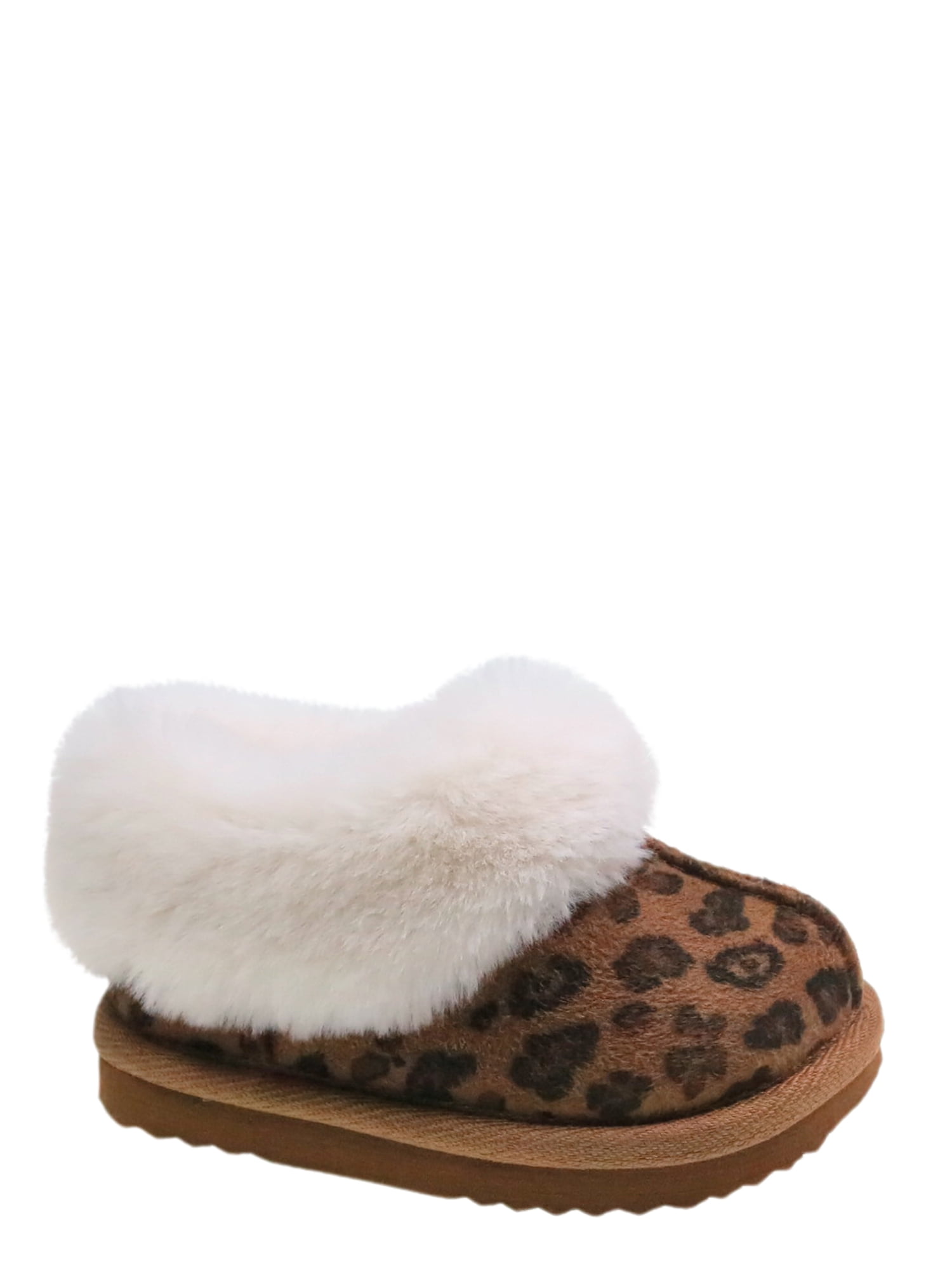 Wonder Nation Baby Girls Faux Fur Trim Slippers