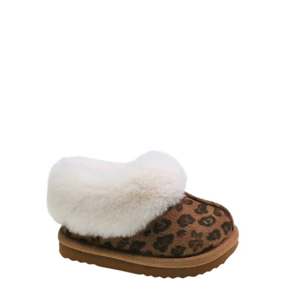 Wonder Nation Baby Girls Faux Fur Trim Slippers