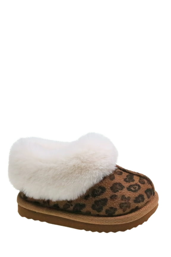 Baby Girls Faux Fur Trim Slippers