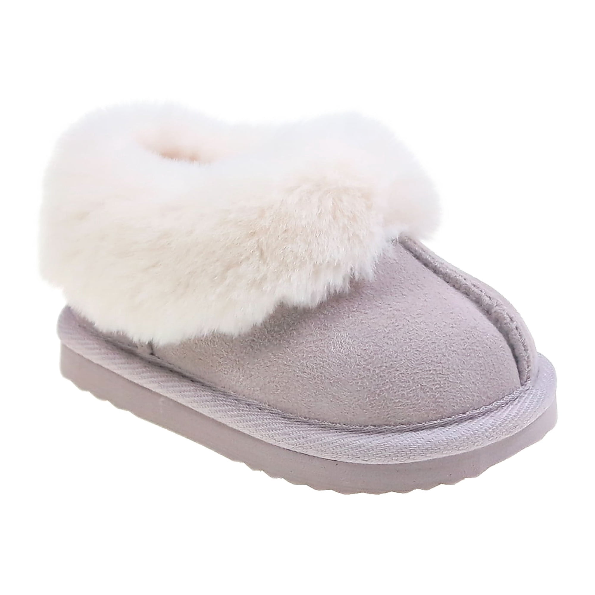 Wonder Nation Baby Girls Faux Fur Trim Slippers