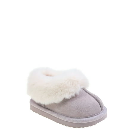 Wonder Nation Baby Girls Faux Fur Trim Slippers