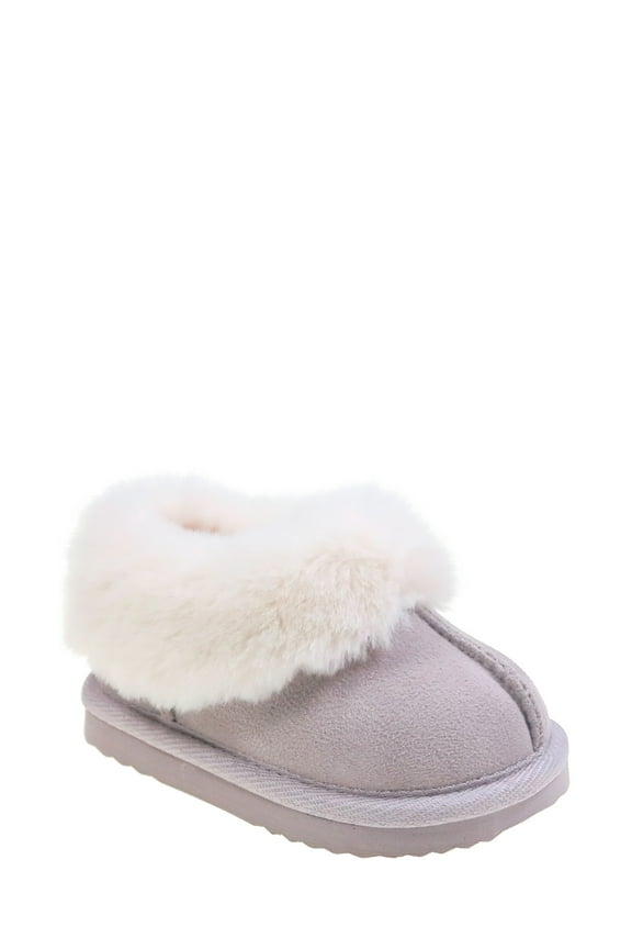Baby Girls Faux Fur Trim Slippers