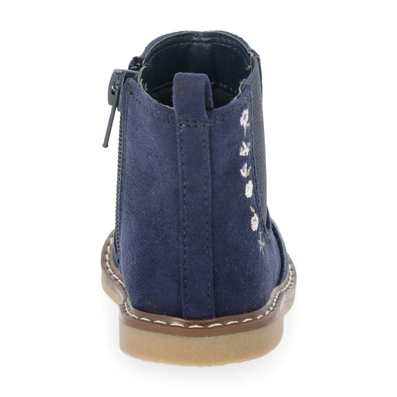 Wonder Nation Baby Girls Chelsea Boots with Floral Embroidery