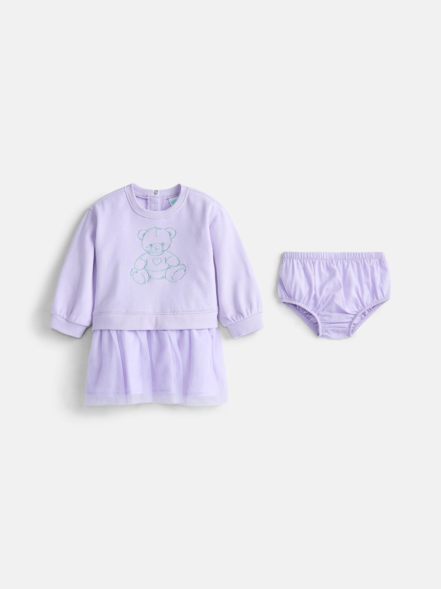 Wonder Nation Baby Girls' Embroidered Dress with Diaper Cover, 2-Piece, Sizes 0/3M-24M