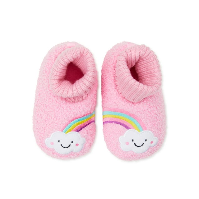 Wonder Nation Baby Girls Rainbow Bootie Slippers, Sizes 26