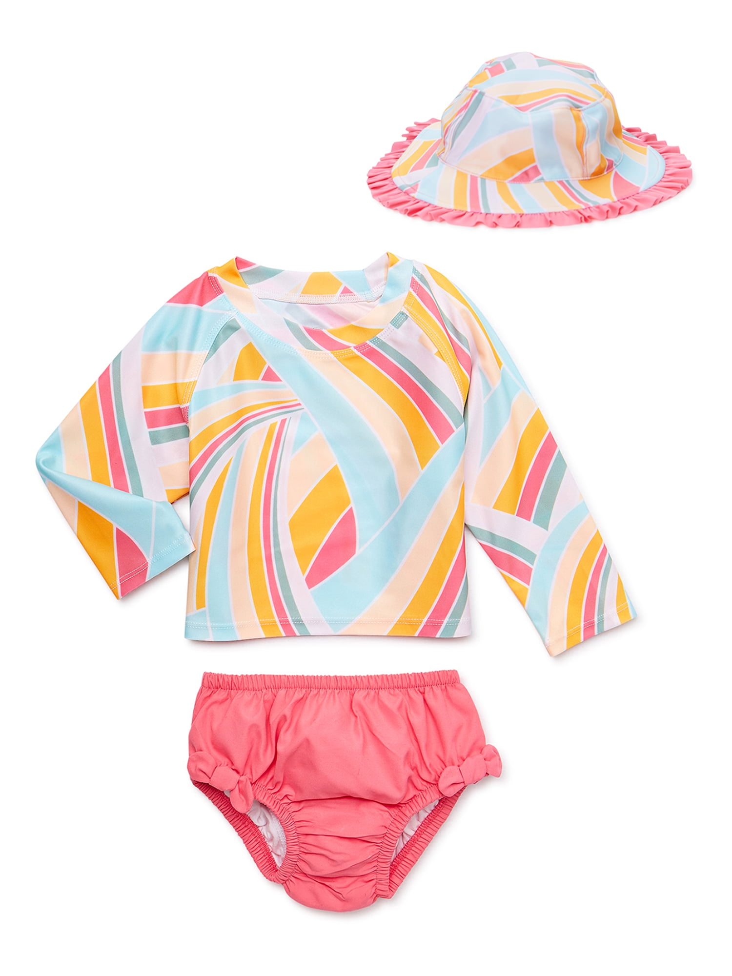Wonder Nation Baby Girls Rash Guard and Diaper Cover 2 Piece