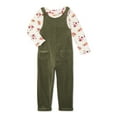thumbnail image 1 of Wonder Nation Baby Girls & Toddler Girl's Long Sleeve Tee and Romper, 2pc Outfit Set (12M-5T), 1 of 10