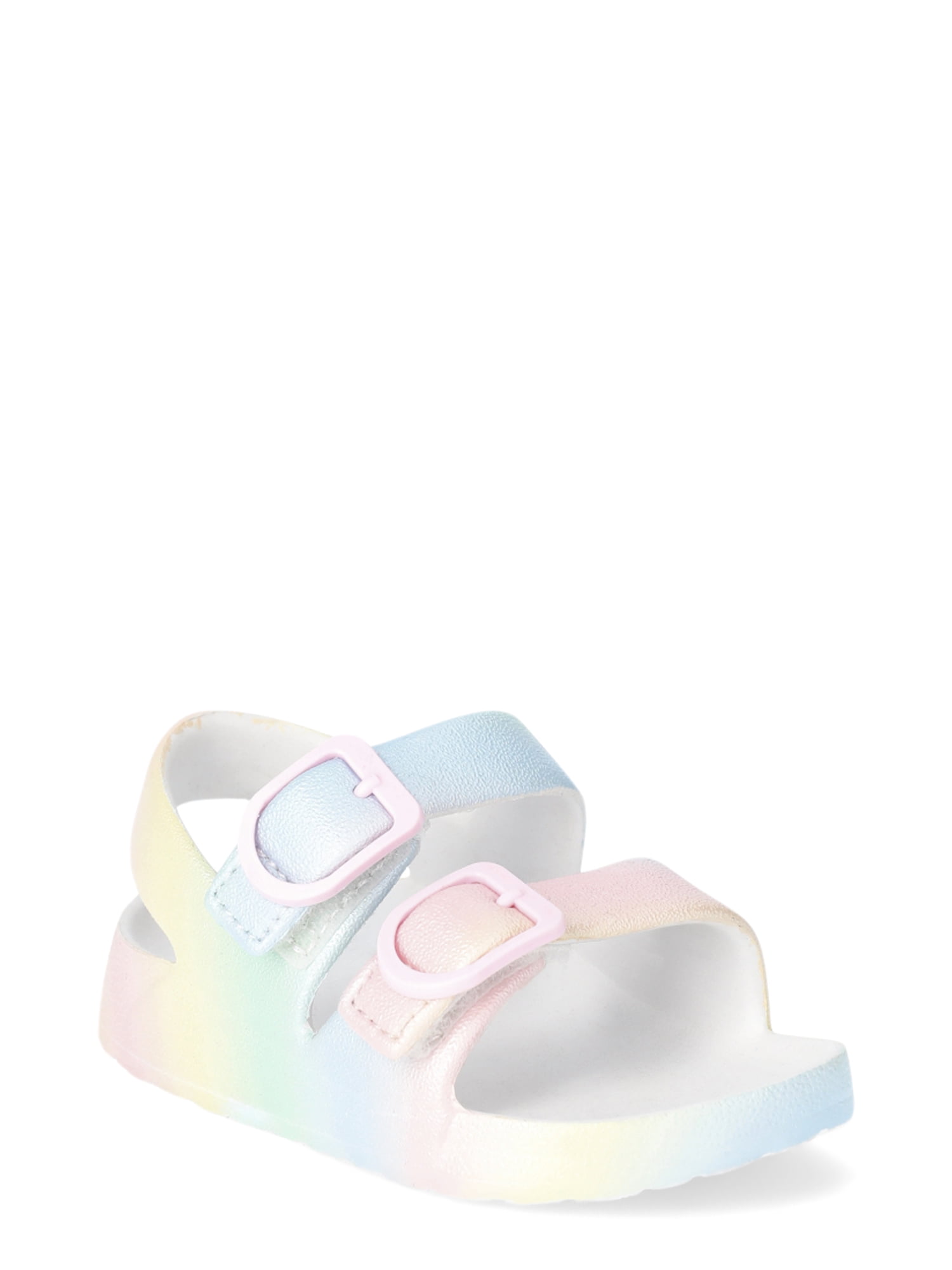 【WONDER WONDER】Slot Ribbed Color Unbalanced Tiered Midi SK Wonder Nation Colorblock Footbed Sandals - Girls Sandals