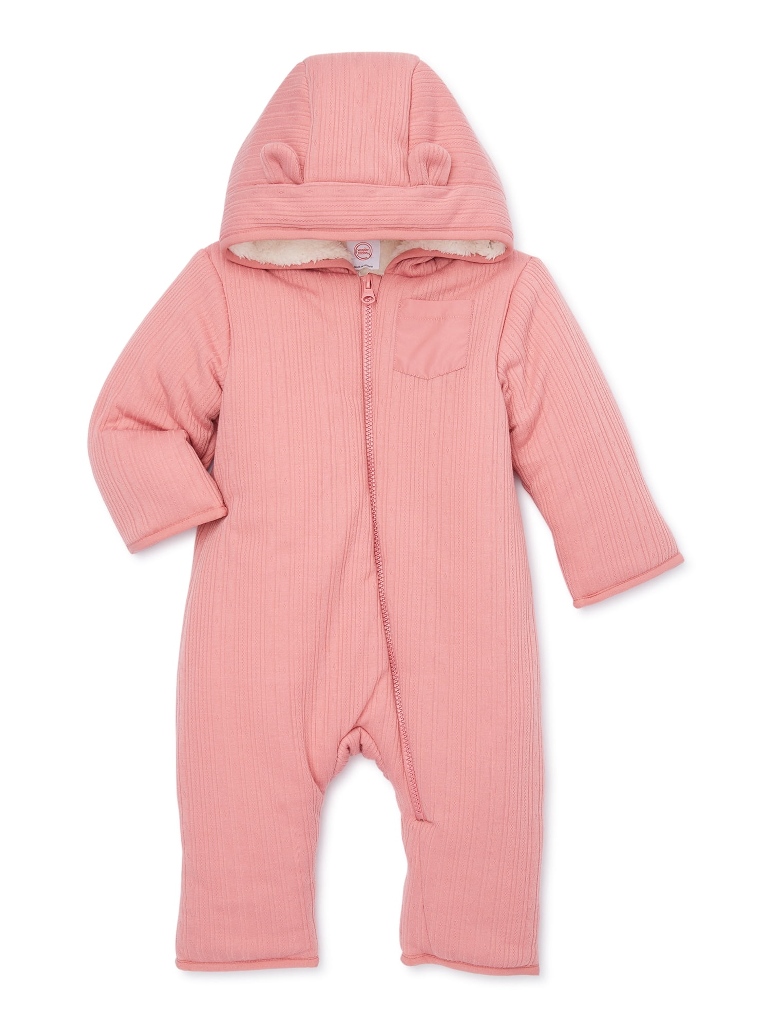 Wonder Nation Baby Hooded Pointelle Pram, Sizes 0M-24M
