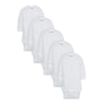 thumbnail image 1 of Wonder Nation Baby Neutral Casual Cotton White Long Sleeve Bodysuits, 5-Pack, Newborn-24 Months, 1 of 7